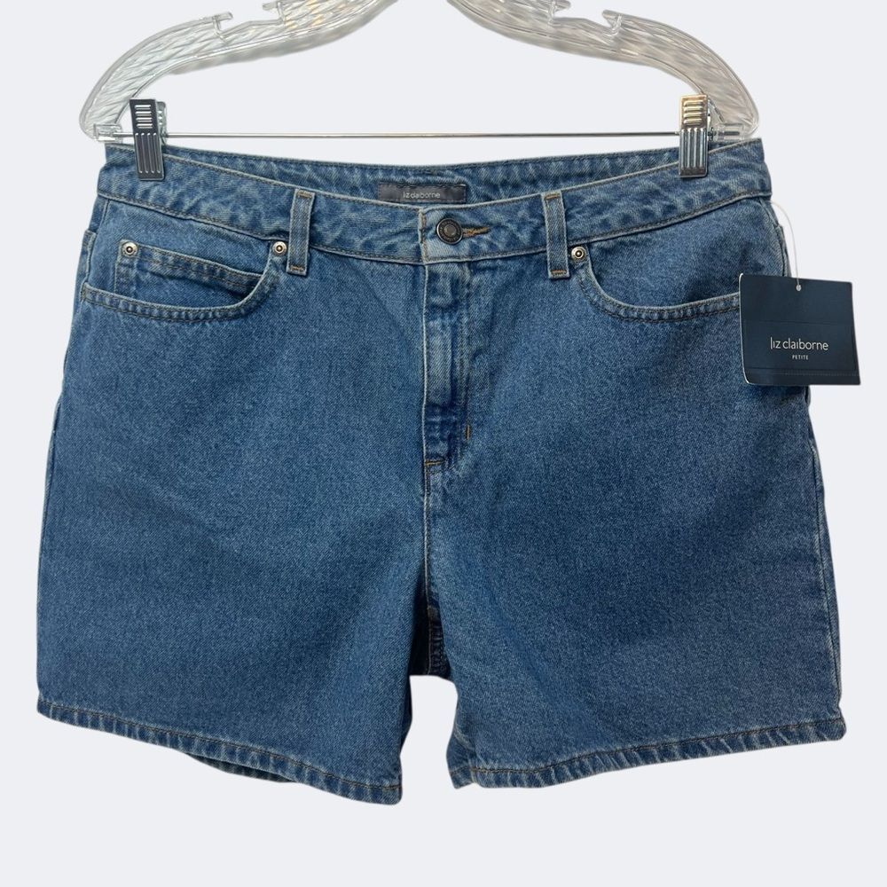 Liz Claiborne Petite High Rise Denim Shorts Blue 100% Cotton 12P NWT